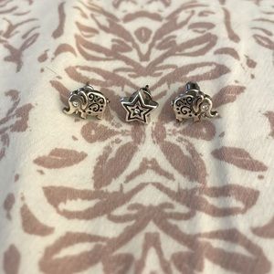 Brighton Sterling Silver 3 earrings total (one star & 2 elephants) super cute!